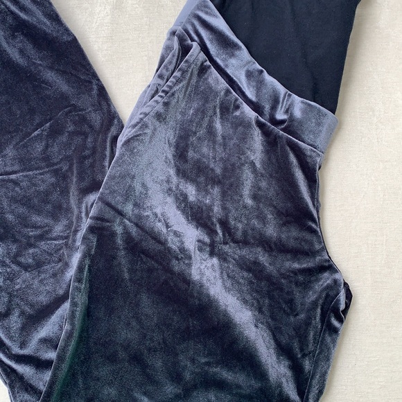 H&M Mama Blue Velour Velvet Jogger Maternity Pants - Picture 4 of 13